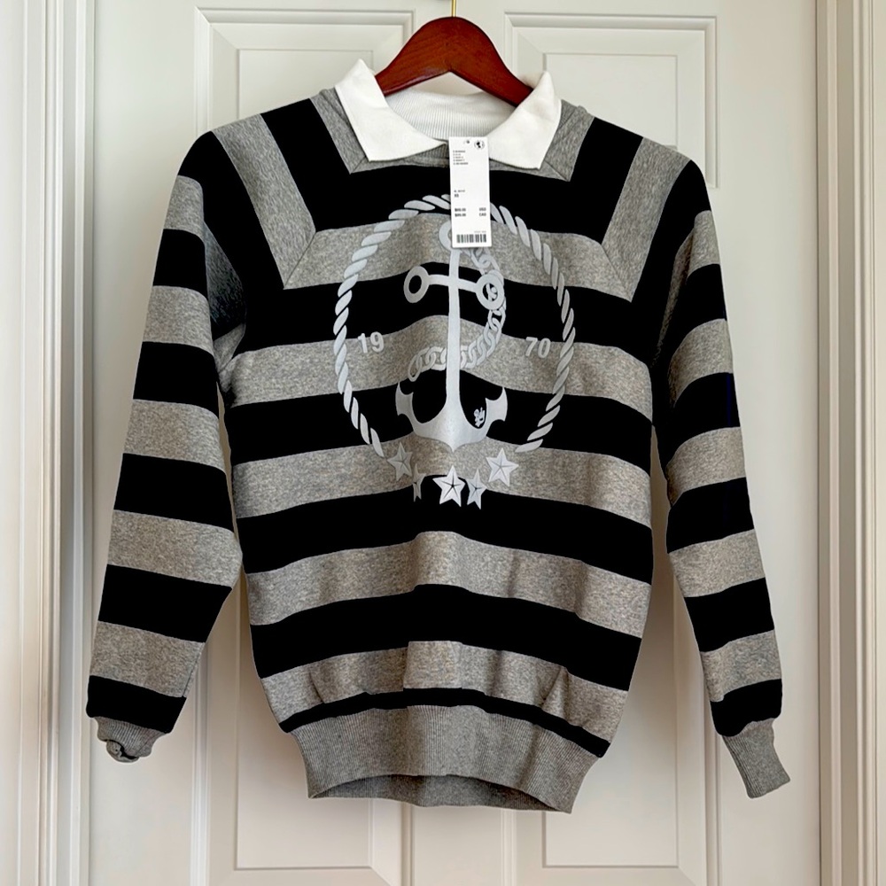BDG Sweatshirt Size XS Blue, White and Gray Long Sleeves Stripes Warm